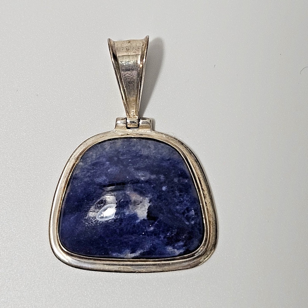 Sterling Silver Unsigned Silpada Sodalite Pendant Large Statement Stone